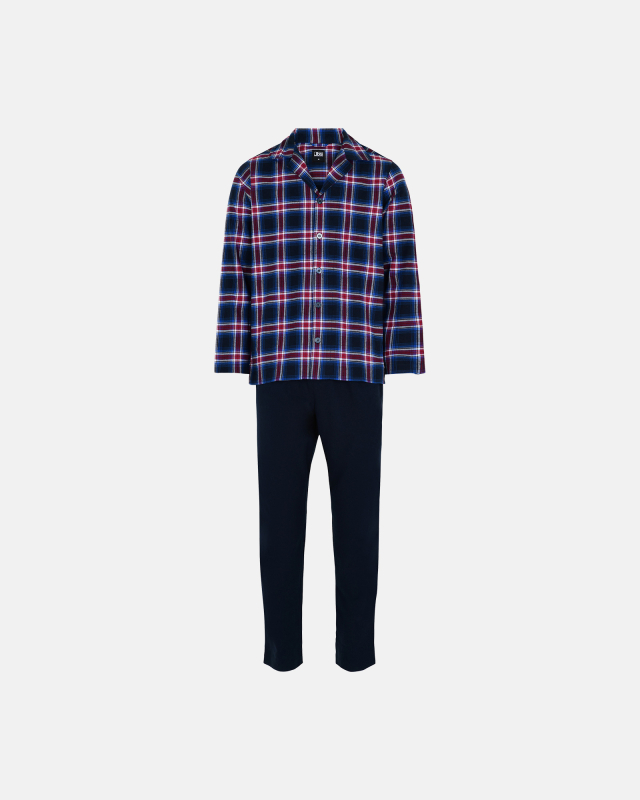 Pyjamas | 100% flannel bomuld | blå og rødternet -JBS