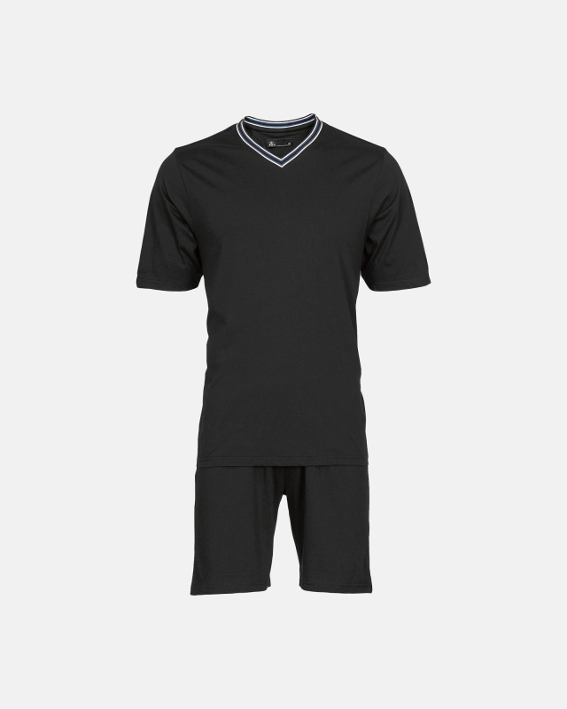 Pyjamas med t-shirt og shorts | 100% jersey bomuld | sort -JBS