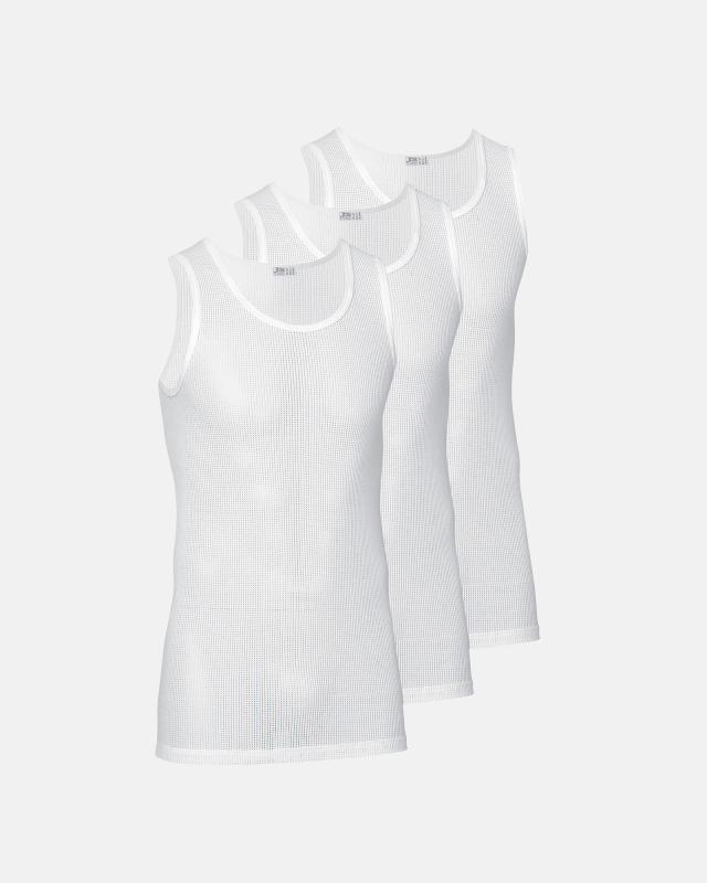 3-pak singlet "mesh" | 100% økologisk bomuld | hvid -JBS