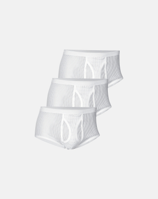 3-pak briefs med gylp "mesh", 100% bomuld, hvid 3-pak briefs med gylp "mesh", 100% bomuld, hvid