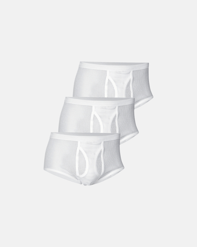 3-pak briefs med gylp "mesh", 100% bomuld, hvid