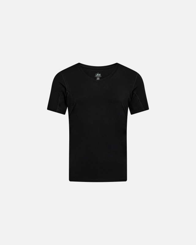 Sweat Proof T-shirt V-neck | bambus | sort -JBS