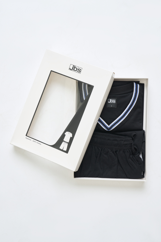 Pyjamas m. shorts "jersey" | 100% bomuld | Sort -JBS