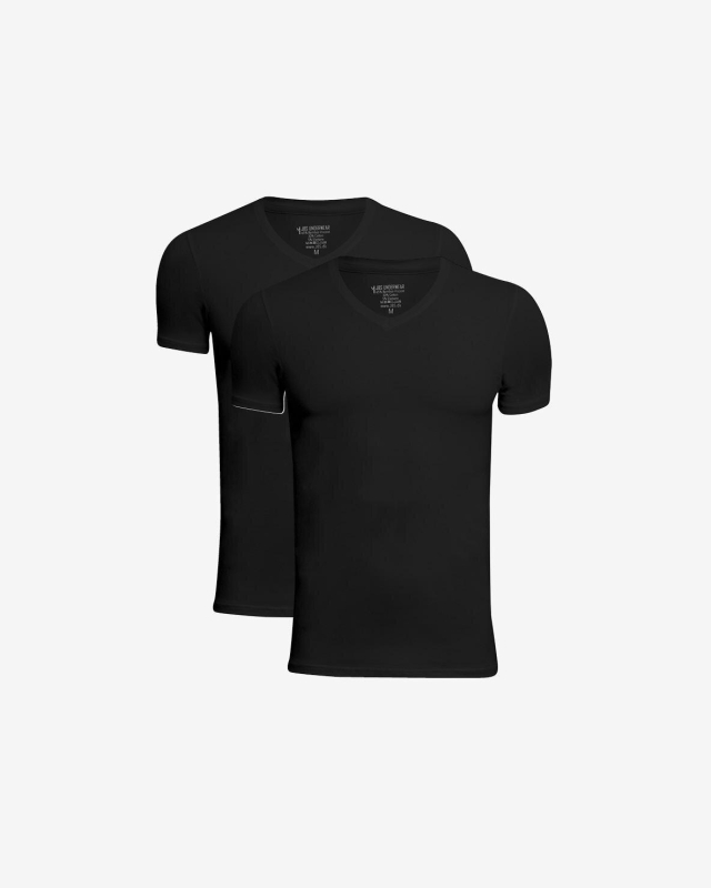 2-pak t-shirt v-hals | bambus | sort -JBS