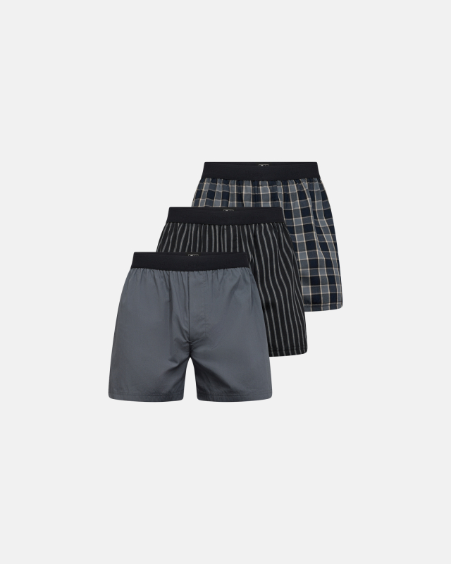 Boxershorts 3-pak, 100% bomuld, Multifarvet