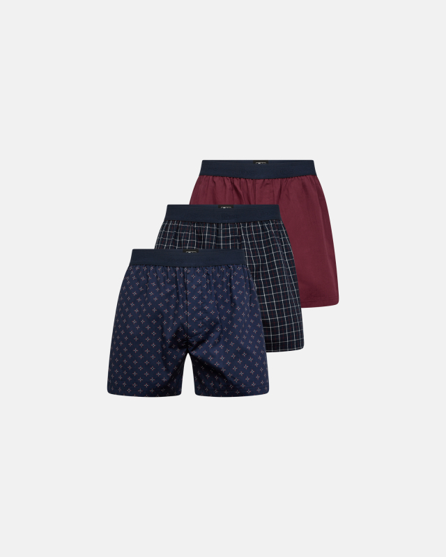 Boxershorts 3-pak, 100% bomuld, Multifarvet