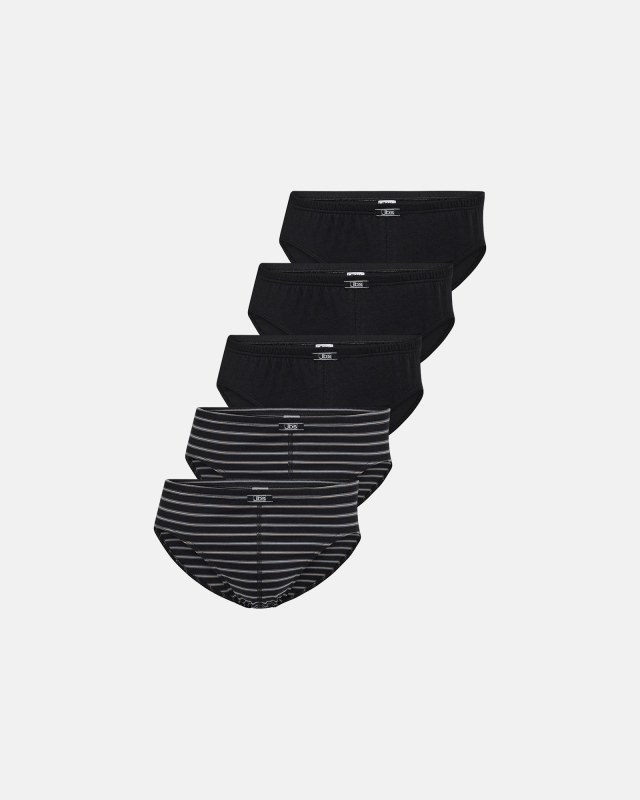 Briefs "mini slip" 5-pak | 100% økologisk bomuld | Stribet Grå/Sort -JBS
