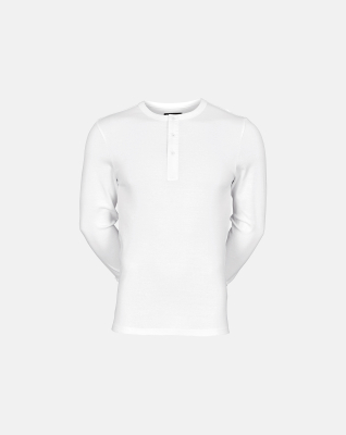 Langærmet t-shirt "grandad", 100% økologisk bomuld, Hvid Langærmet t-shirt "grandad", 100% økologisk bomuld, Hvid