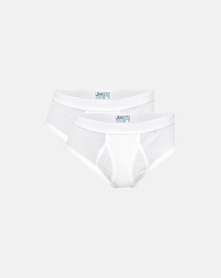 Briefs m. gylp 2-pak, 100% økologisk bomuld, Hvid Briefs m. gylp 2-pak, 100% økologisk bomuld, Hvid