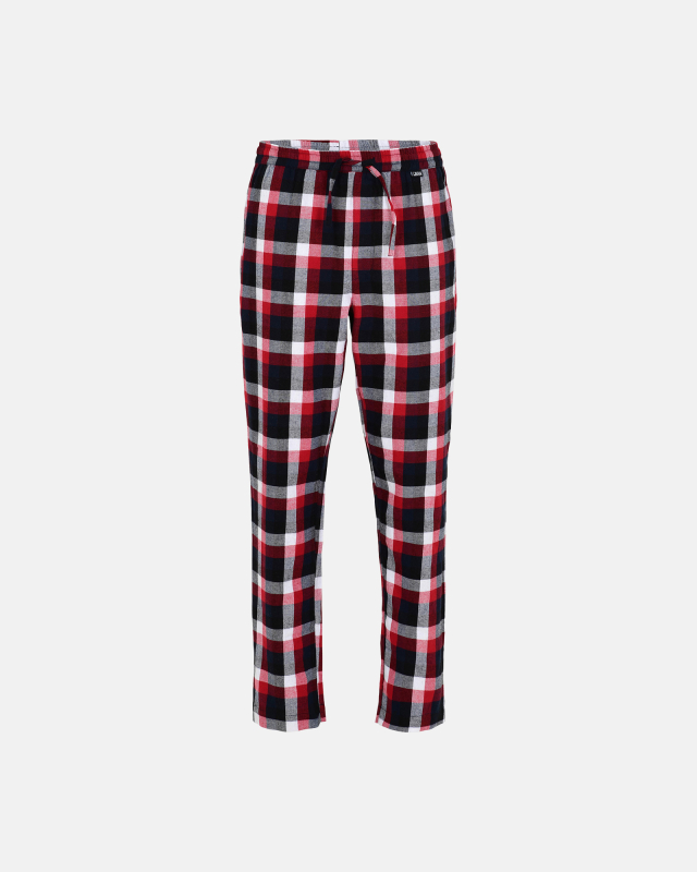 Pyjamasbukser, 100% flannel bomuld, Rødternet