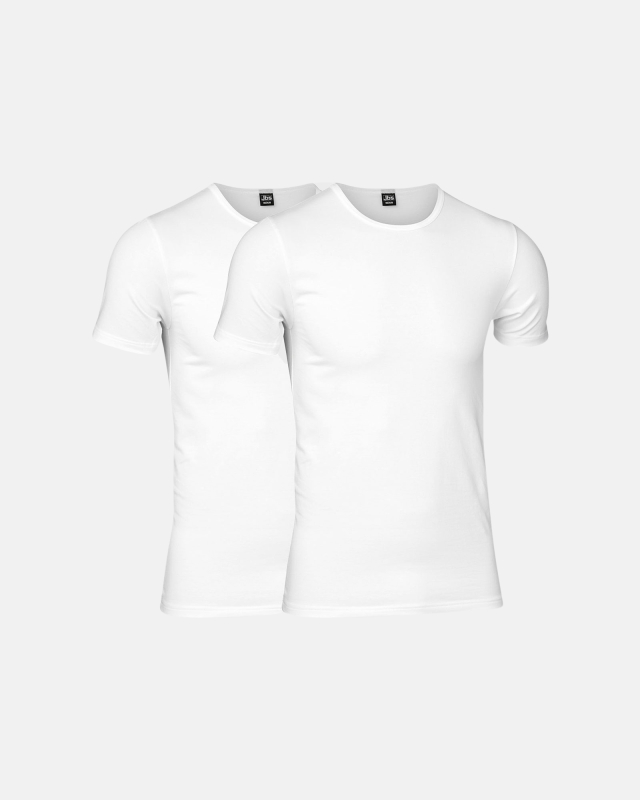 2-pak t-shirt o-hals, bomuld, hvid