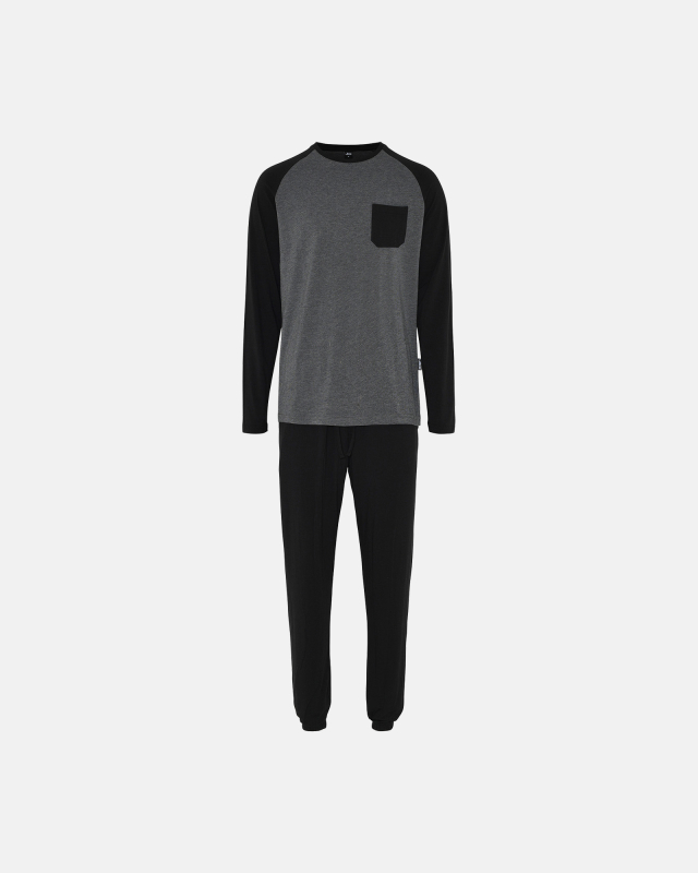 Pyjamas | bambus | sort/grå m. lomme -JBS