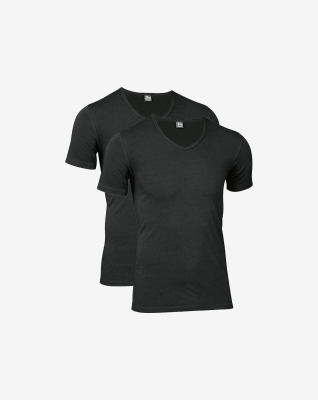 T-shirt "v-neck" 2-pak, Bomuld, Sort T-shirt "v-neck" 2-pak, Bomuld, Sort