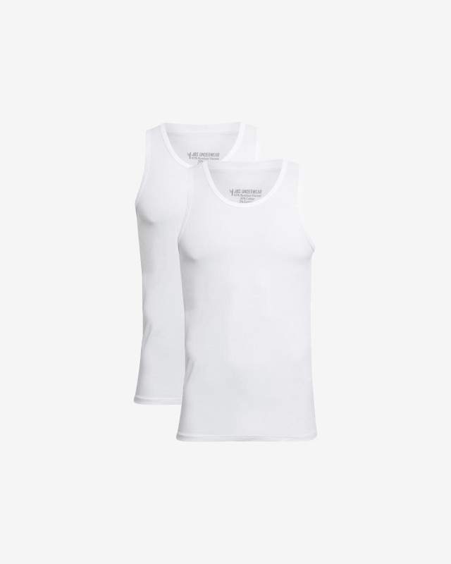 2-pak tank-top (singlet) | bambus | hvid -JBS