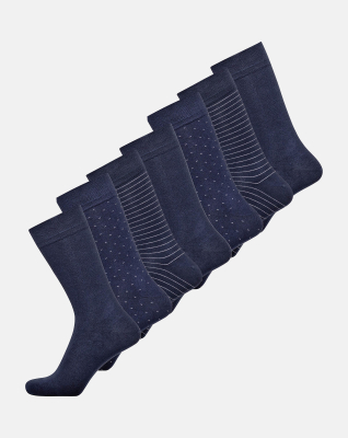 Strømper 7-pak, Bambusviskose, Navy Strømper 7-pak, Bambusviskose, Navy