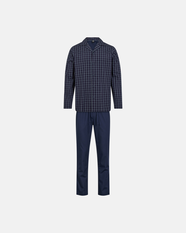 Pyjamas, 100% vævet bomuld, Navy Stribet