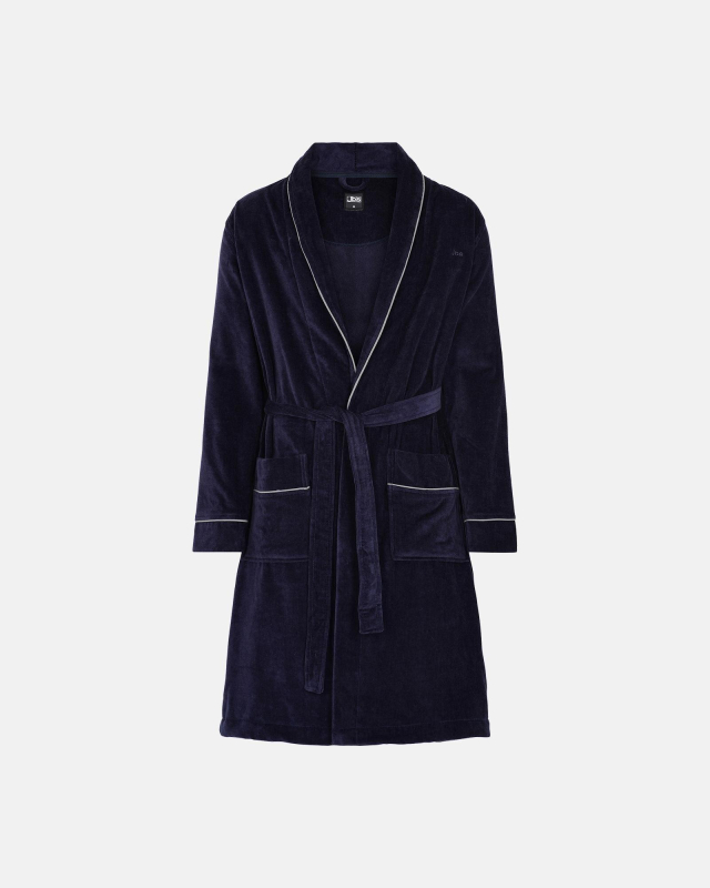 Badekåbe, 100% velour bomuld, Marine