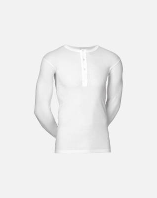 Langærmet t-shirt "grandad", 100% bomuld, Hvid Langærmet t-shirt "grandad", 100% bomuld, Hvid