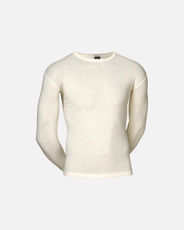 Langærmet t-shirt "wool", 100% merino uld, Hvid