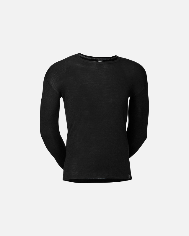 Langærmet t-shirt "wool" | 100% merino uld | Sort -JBS