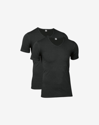 T-shirt "v-neck" 2-pak, Økologisk bomuld, Sort T-shirt "v-neck" 2-pak, Økologisk bomuld, Sort