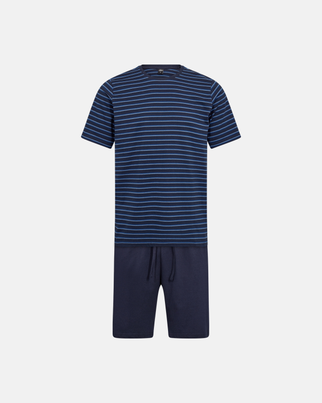 Pyjamas m. shorts, 100% bomuld, Navy